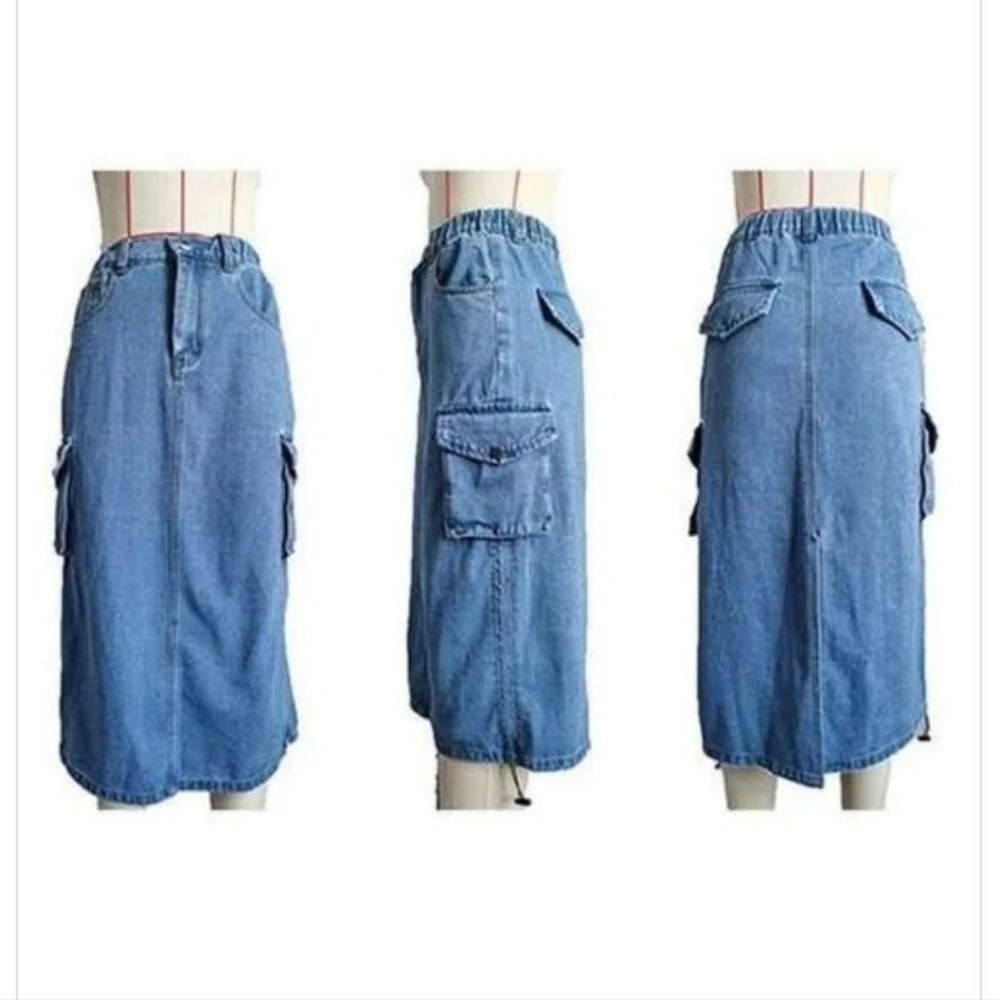 Blue Denim Cargo Skirt